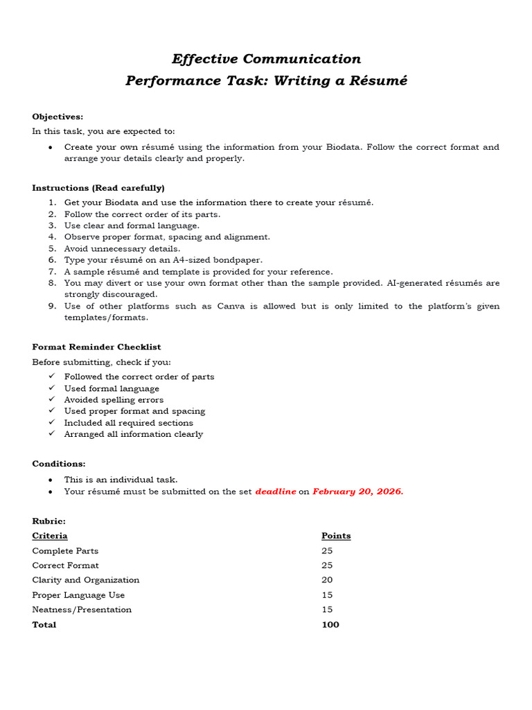 Resum Performance Task | PDF | Résumé | Fruit Preserves
