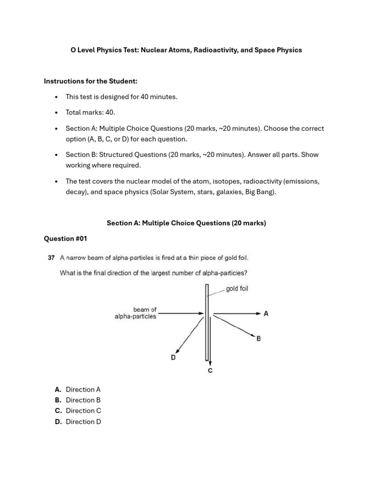 O Level Physics Test | PDF