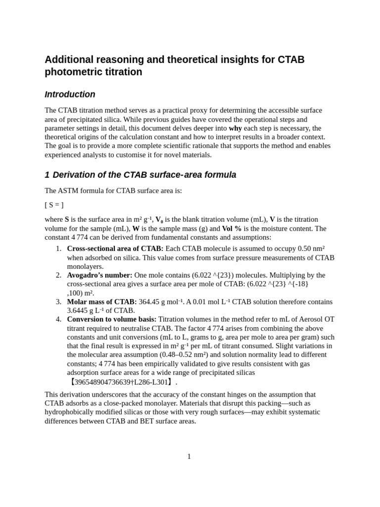 Ctab Photometric Titration Additional Analysis | PDF | Adsorption ...