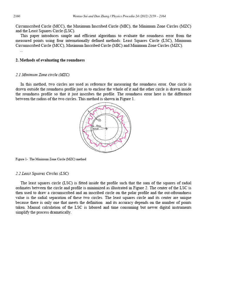 Four Methods for Roundness Evaluation | PDF | Circle | Least Squares