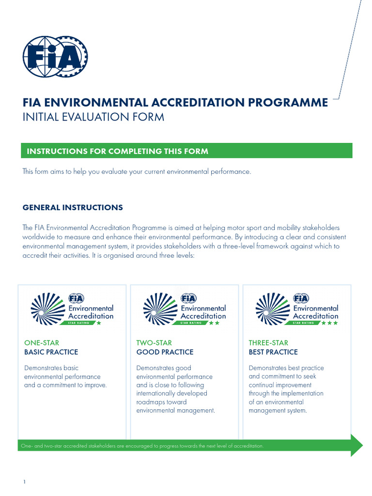 Fia Environmental Accreditation Initial Evaluation Form | PDF | Waste ...