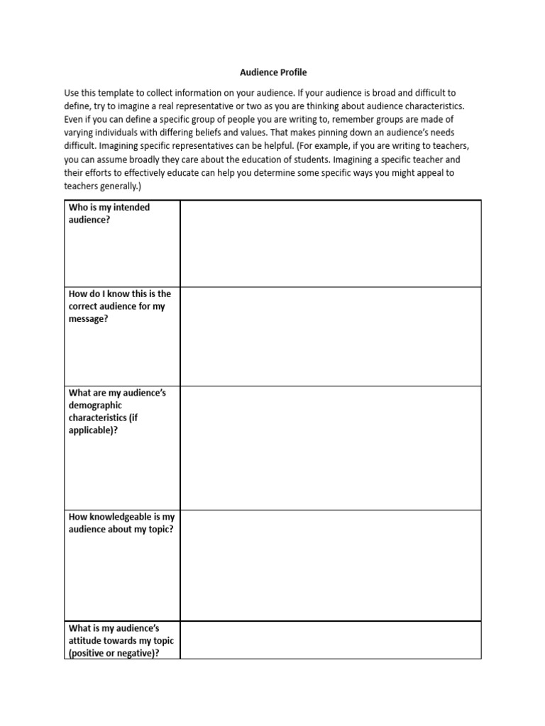 ENG101 Audience Profile | PDF