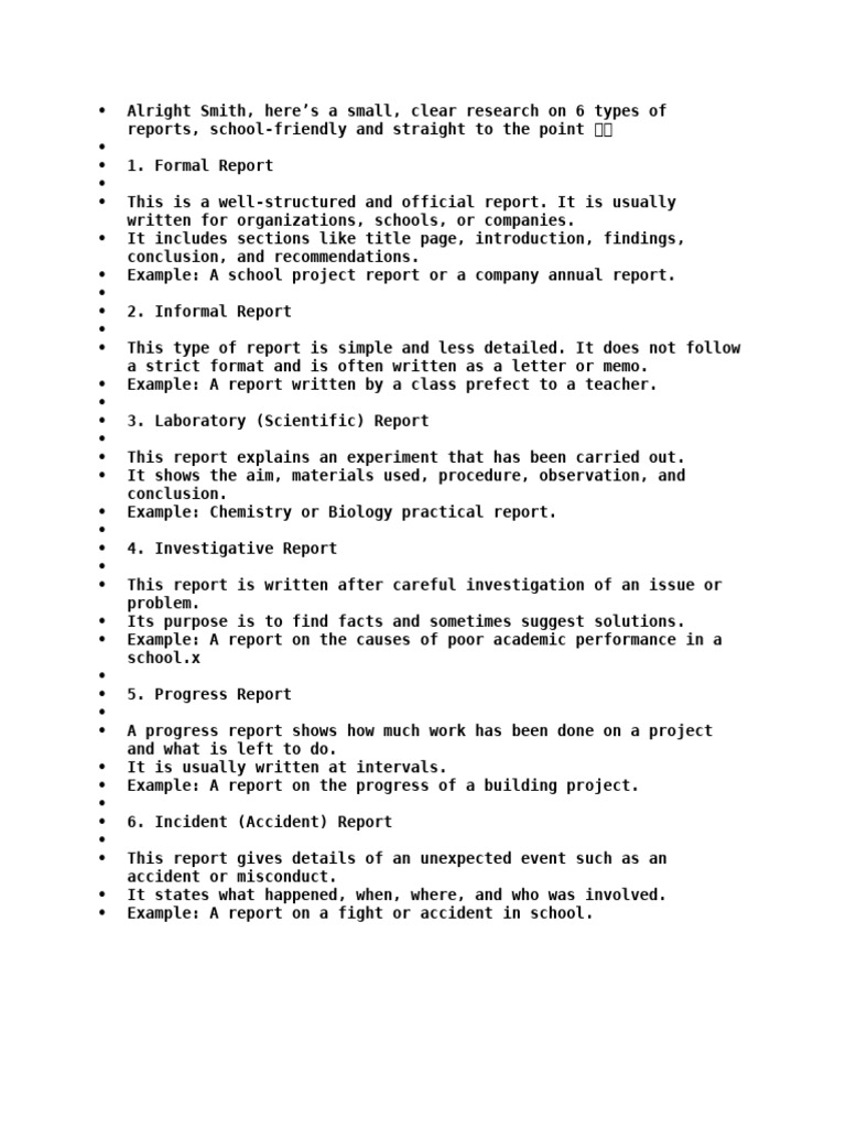 Types of Report | PDF