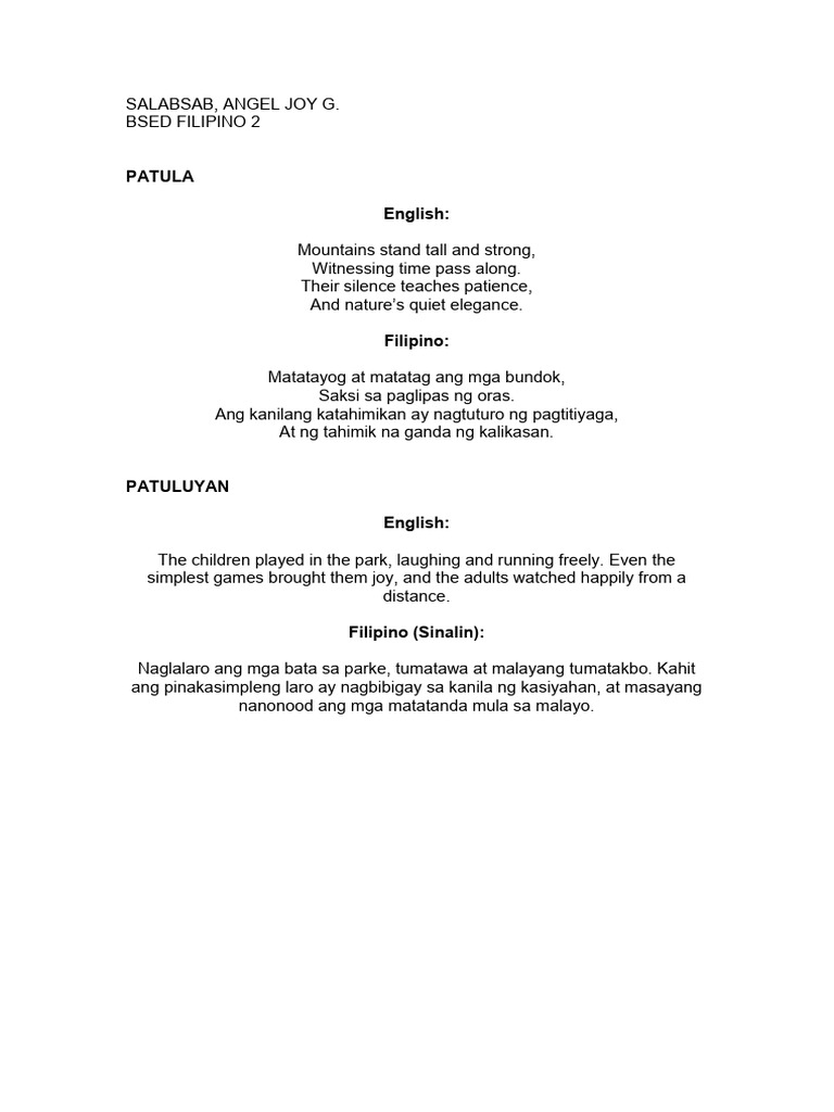 Patula at Patuluyan | PDF