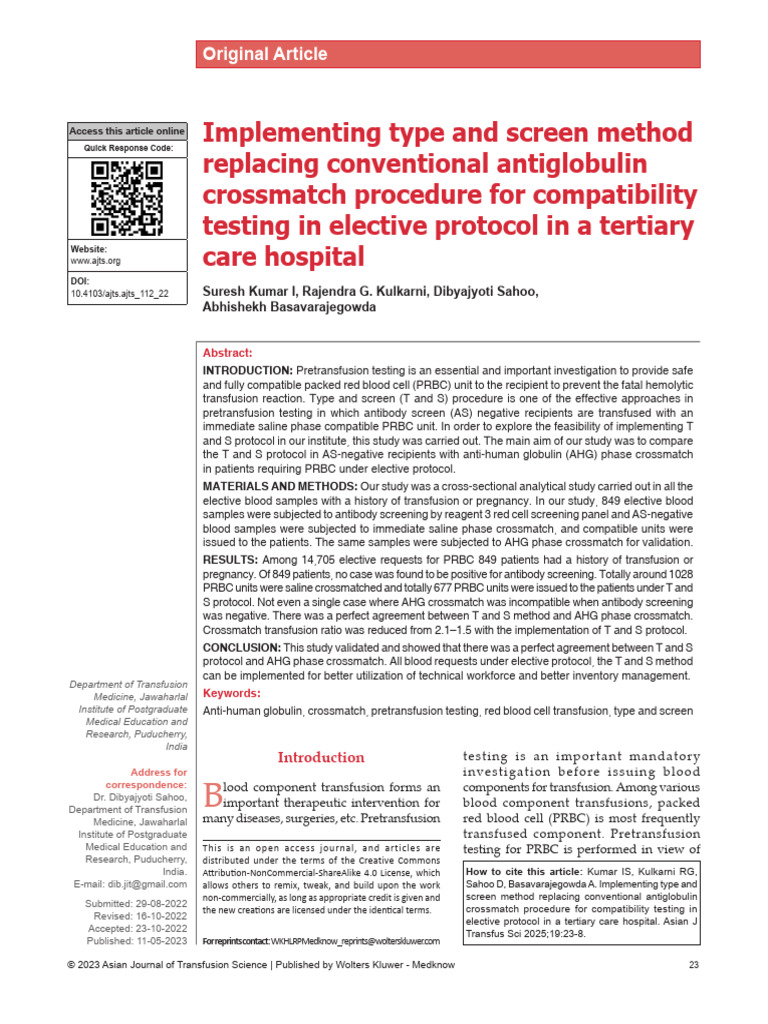Implementing Type and Screen Method Replacing.5 | PDF | Blood | Medical ...