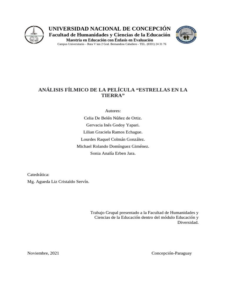 Análisis Fílmico Estrellas en La Tierra | PDF | Maestros | Inclusión ...
