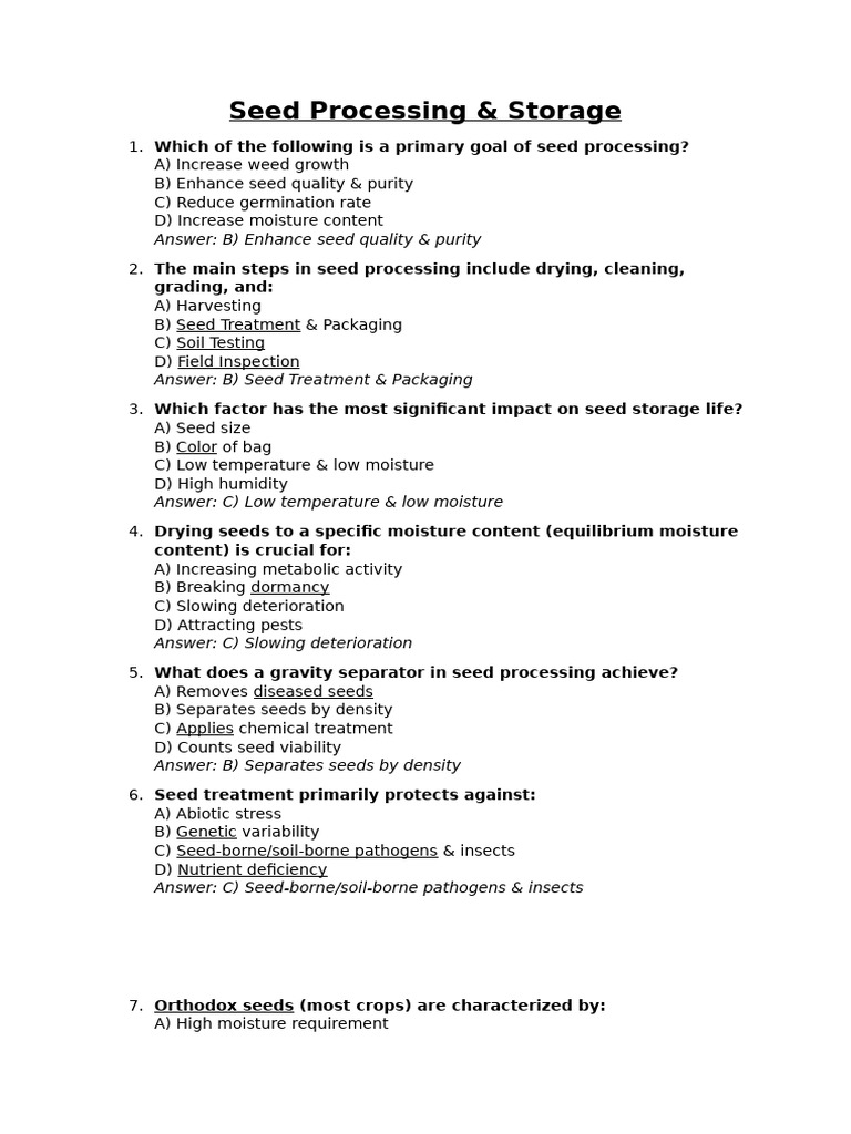 Seed Processing & Storage | PDF