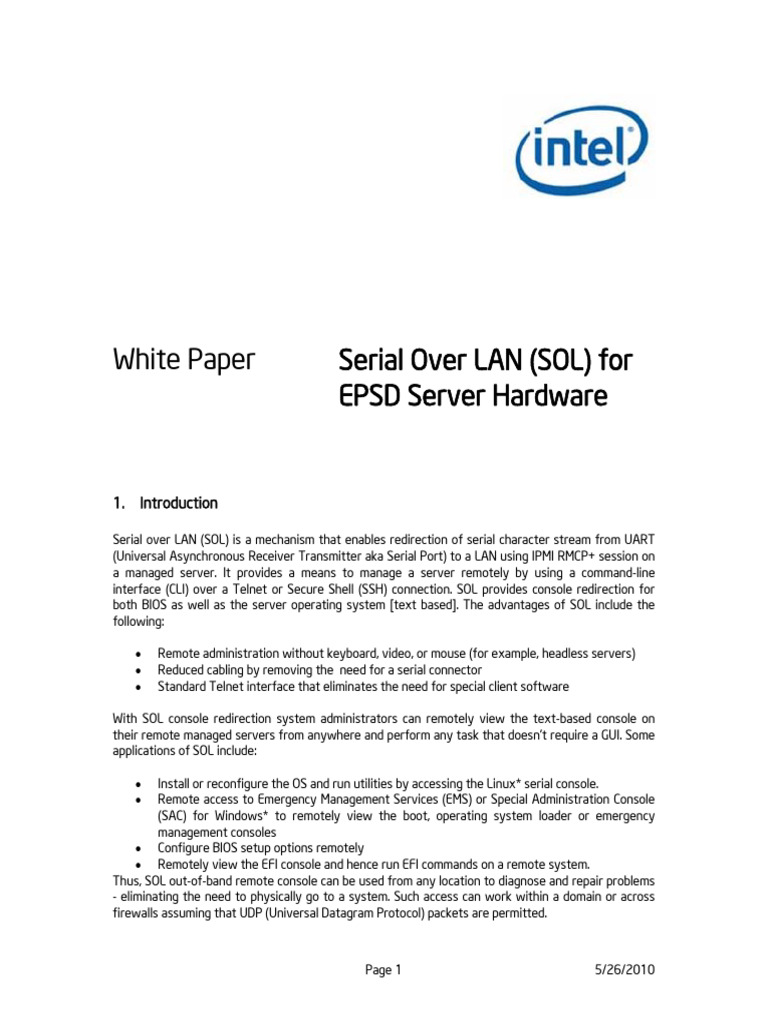 Serial Over Lan White Paper | PDF | Command Line Interface | Computer ...