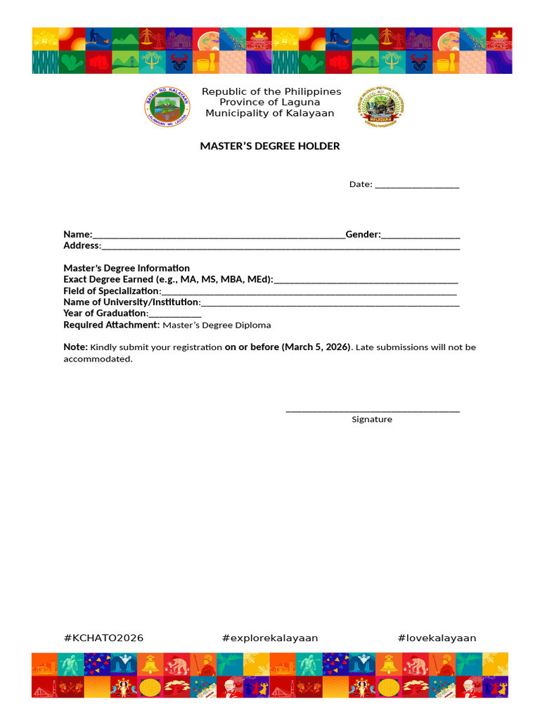Masters Degree Holder Registration Form | PDF