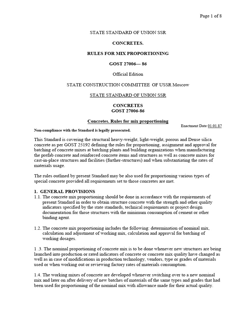 GOST 27006 86 Eng | PDF | Concrete | Cement