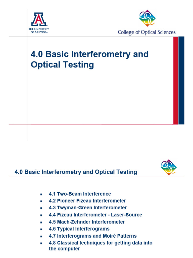 Basic Interferometry and Optical Testing | PDF | Interferometry | Mirror