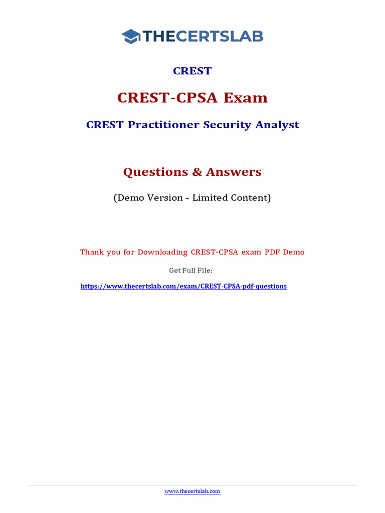 CREST-CPSA Exam Dumps 2026 | PDF | Session Initiation Protocol ...