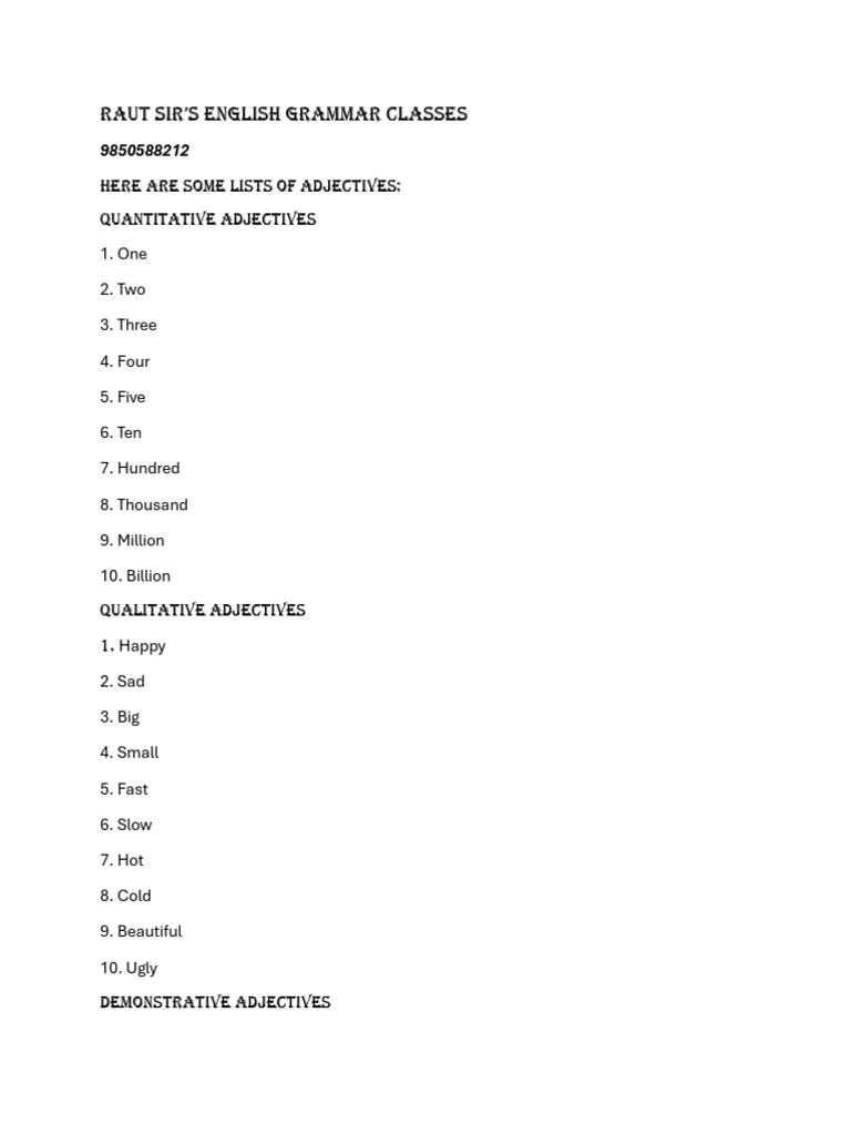 List of Adjectives | PDF