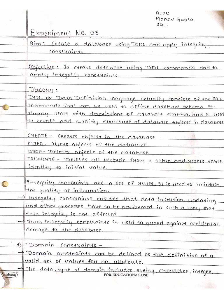 A-20 Exp 03 Manav Gupta SQL | PDF