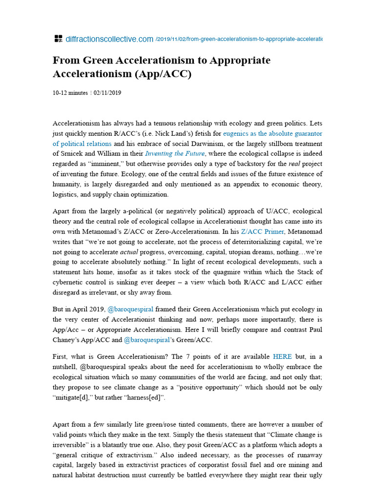 From Green Accelerationism To Appropriate Accelerationism (App - ACC ...