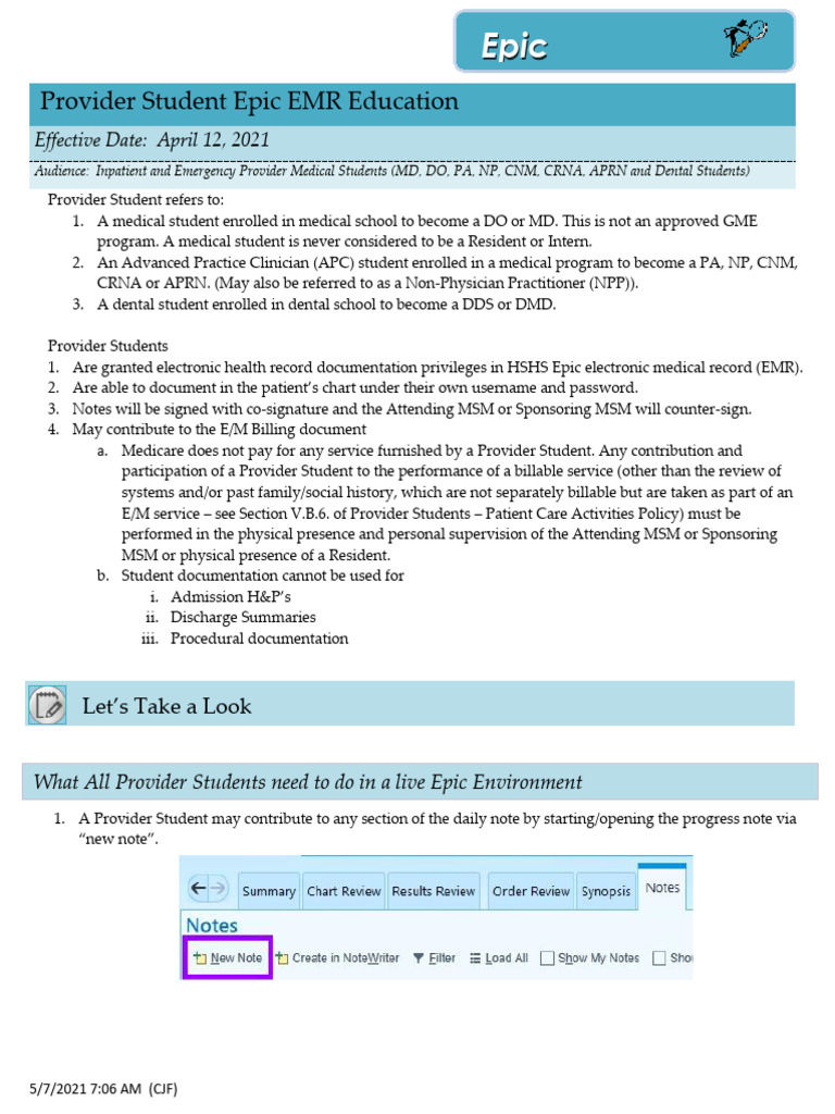 EPIC How To-Provider Student EHR Education | PDF | Electronic Health ...