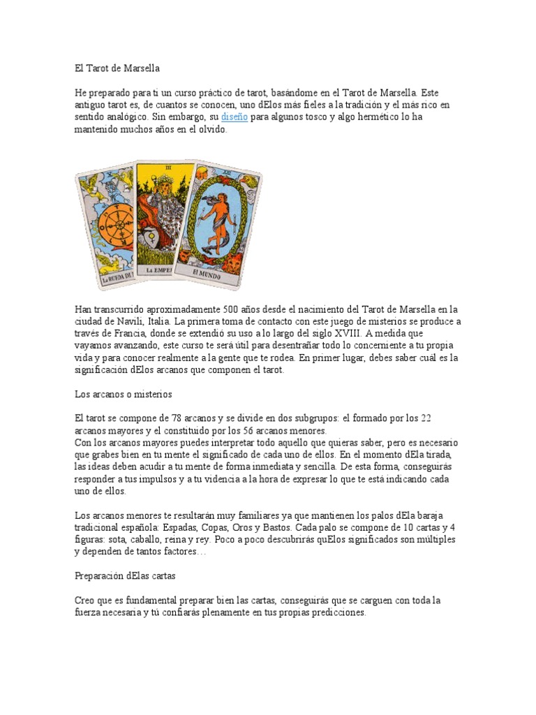 El Tarot de Marsella | PDF | Tarot | Jugando a las cartas