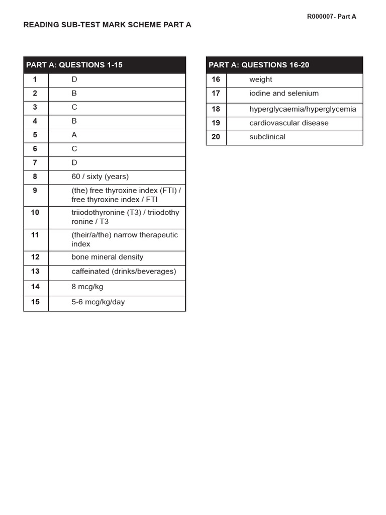 PPP Reading Test 7 Part a Answers Copy | PDF