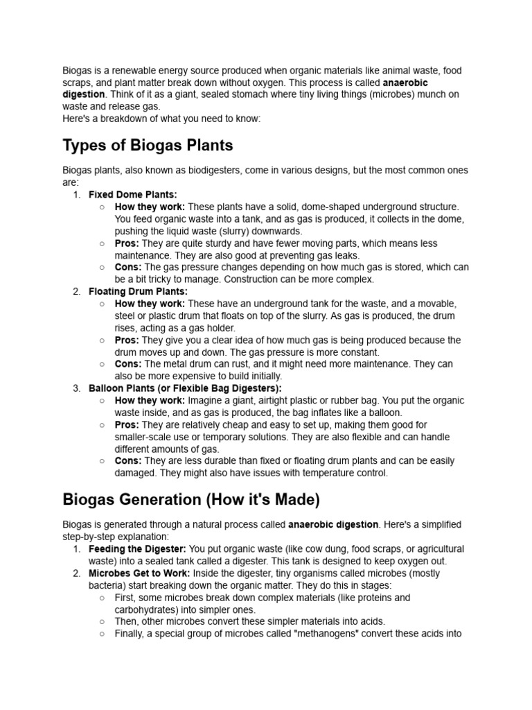 Biegas - Types of Biogas Plants, Biogas Generation,... | PDF ...