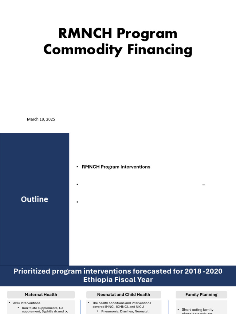 RMNCH Commodites Financing Options | PDF | Childbirth | Neonatal ...