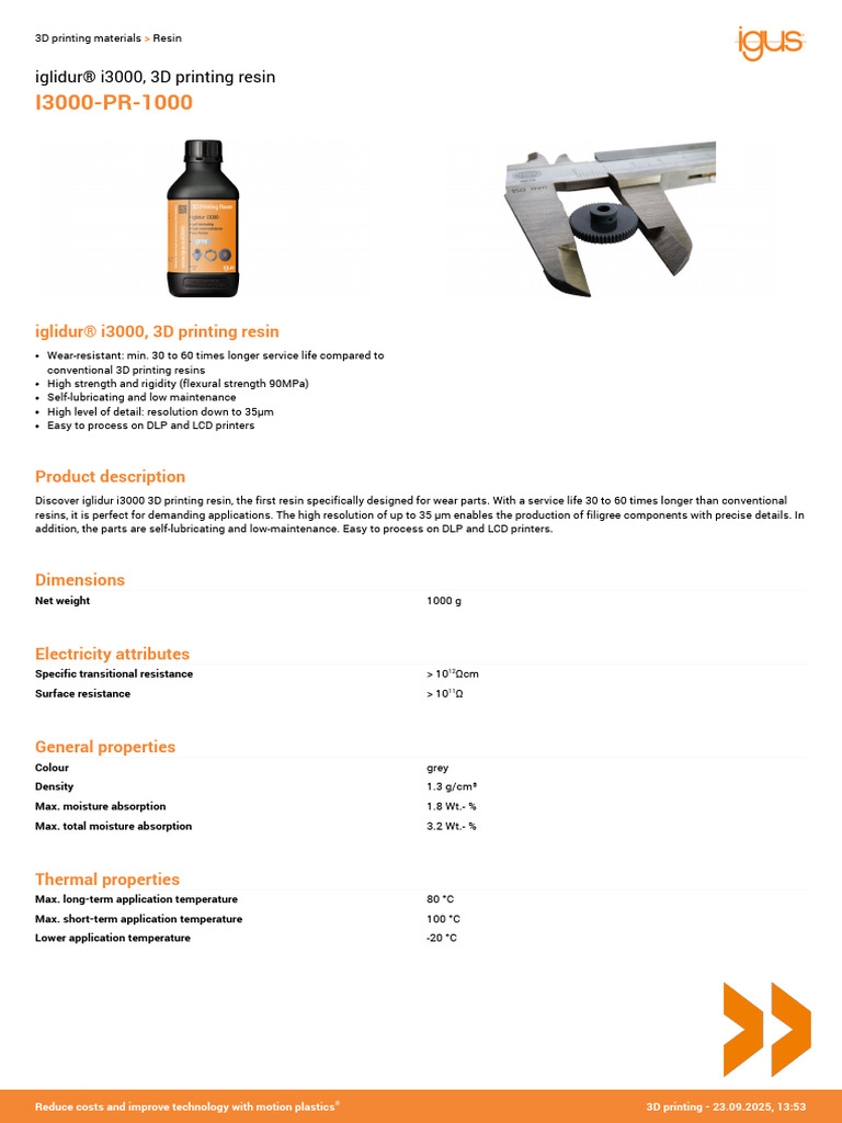 3DP Data I3000-Pr-1000 en | PDF | Strength Of Materials | 3 D Printing