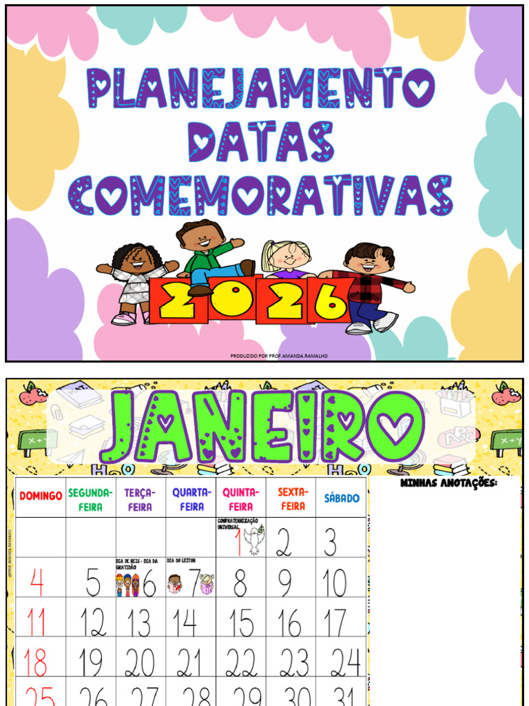 Caderno Datas Comemorativas 2026 Haduzs | PDF