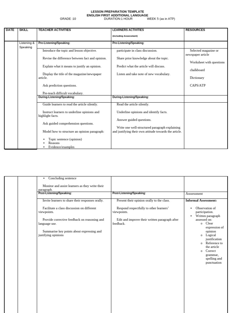 Lesson Prep Engfal L&S Term 1 Week 5 | PDF | Reading Comprehension ...