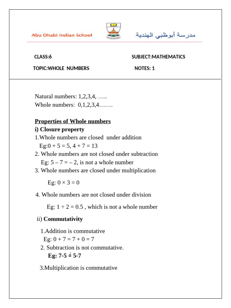 Notes, Gr 6 Whole Nos | PDF