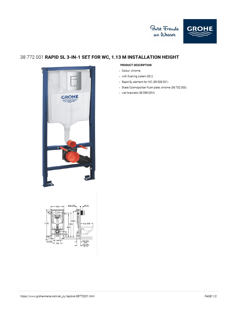 GROHE Specification Sheet 38772001 | PDF | Mechanical Engineering ...