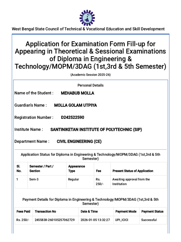Examination Form Fillup | PDF