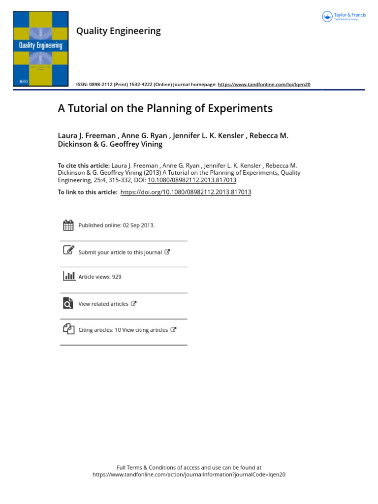 A Tutorial on the Planning of Experiments | PDF | Experiment ...