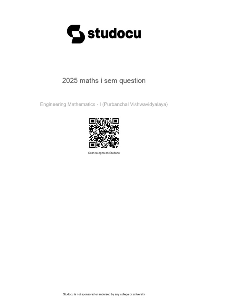 2025 Bsh1001 Maths I Sem Exam Questions and Solutions | PDF