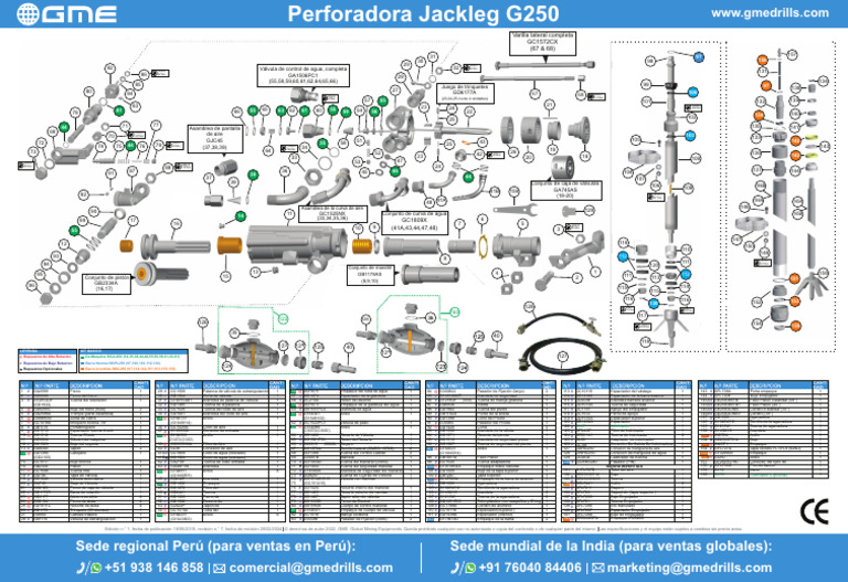 G250 Jackleg Drill Exploded View GME Es | PDF