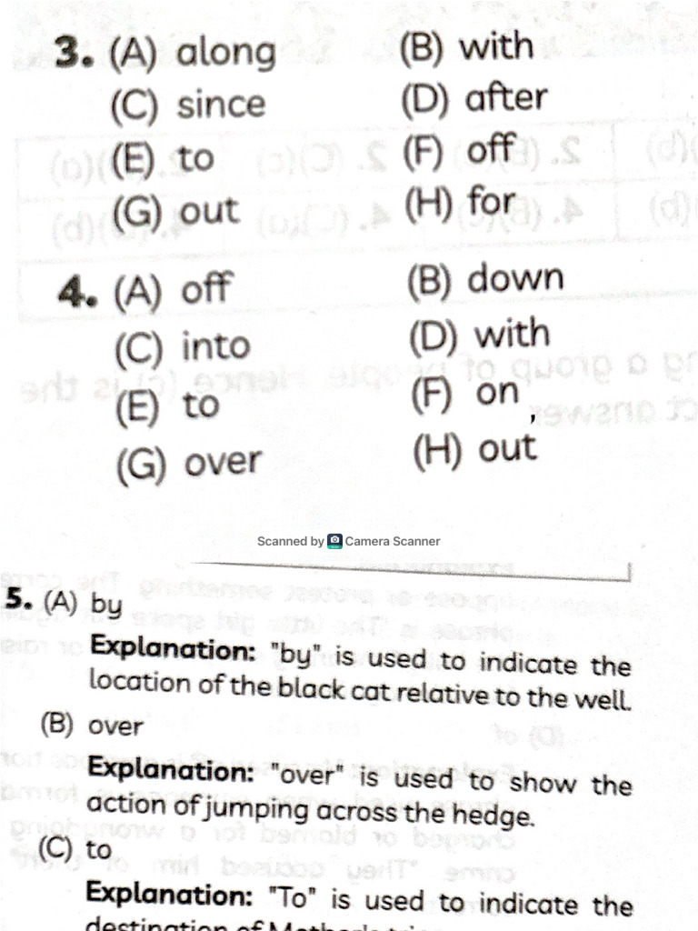 Answer Key - Preposition | PDF