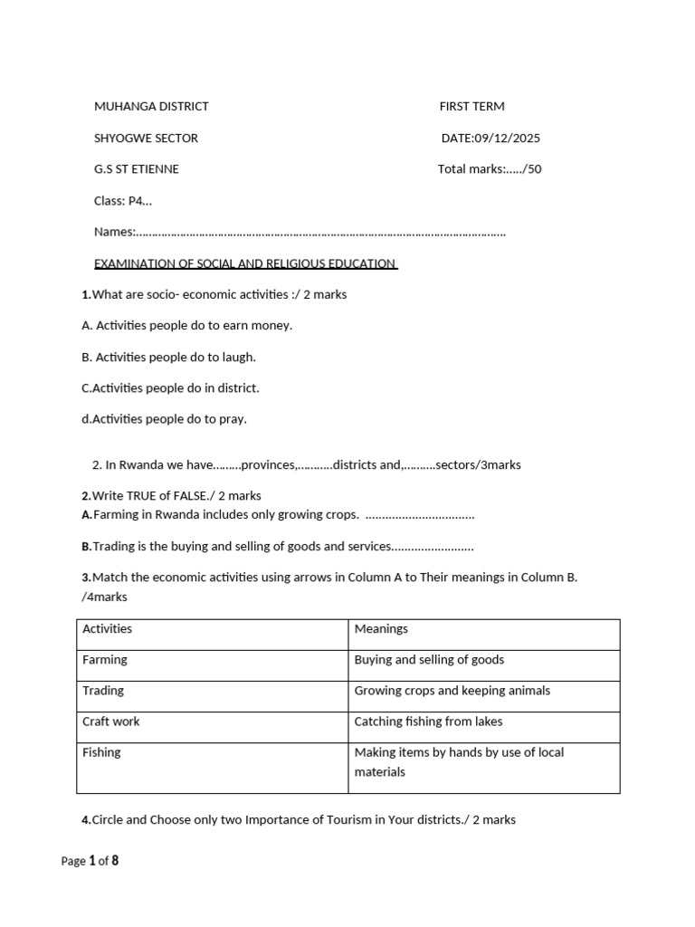 Sre P4 Revision Questions 2025-2026 | PDF