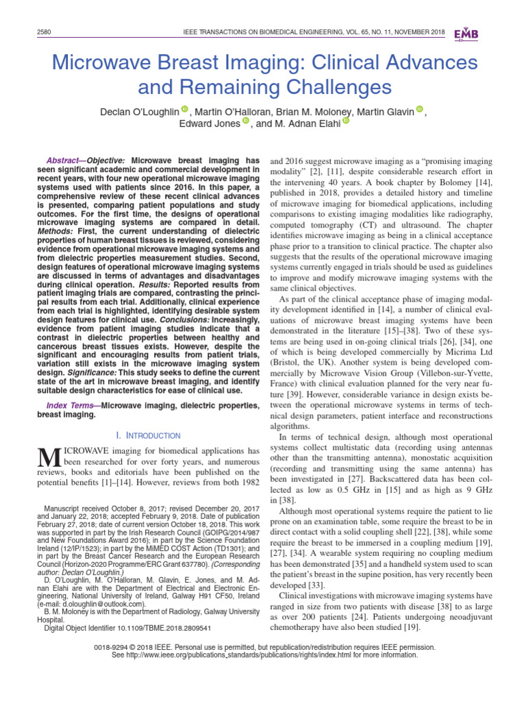Microwave Breast Imaging Clinical Advances | PDF | Medical Imaging ...