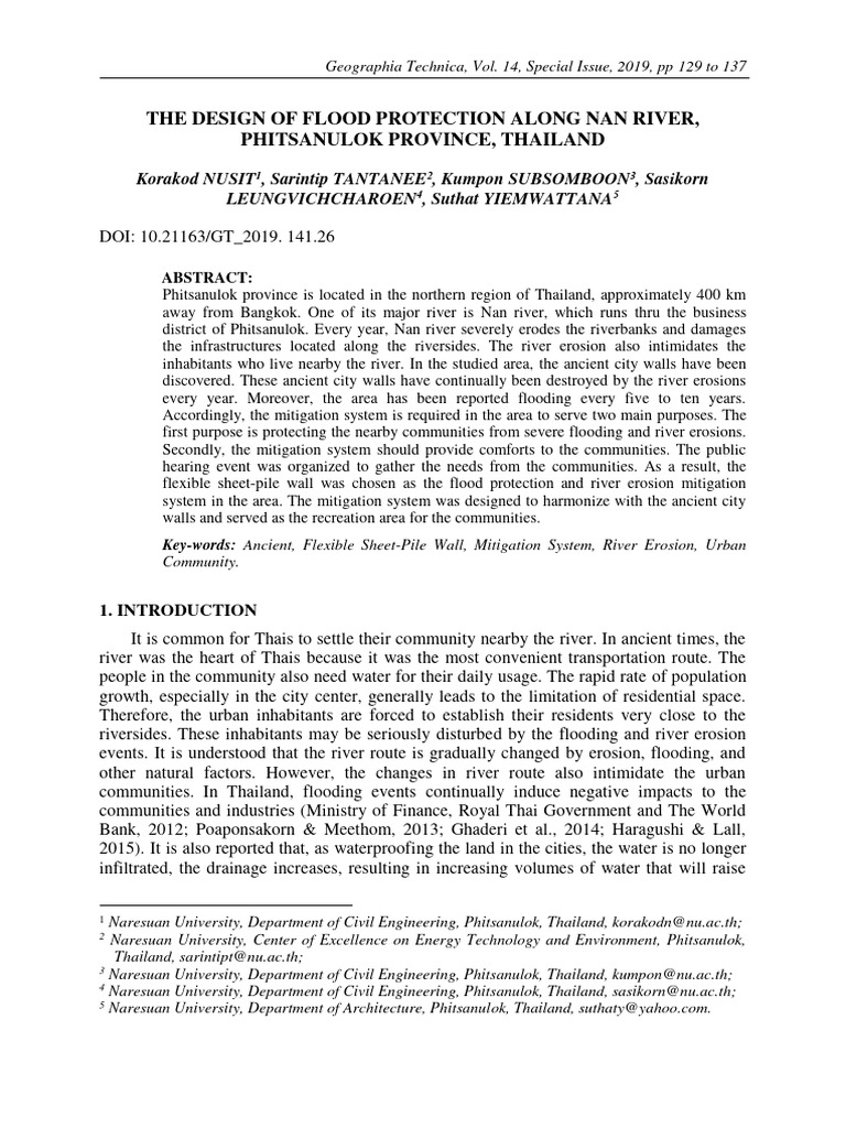 The Design of Flood Protection Along Nan | PDF | River | Hydrology