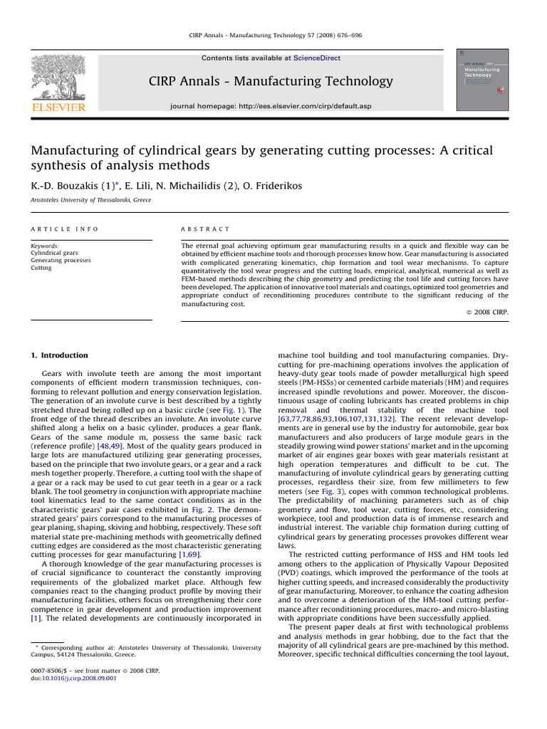 Manufacturing Technology | PDF | Gear | Wear