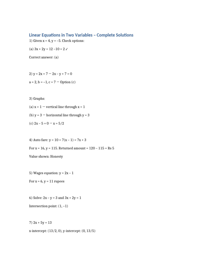 Linear Equations Complete Solutions 3 | PDF