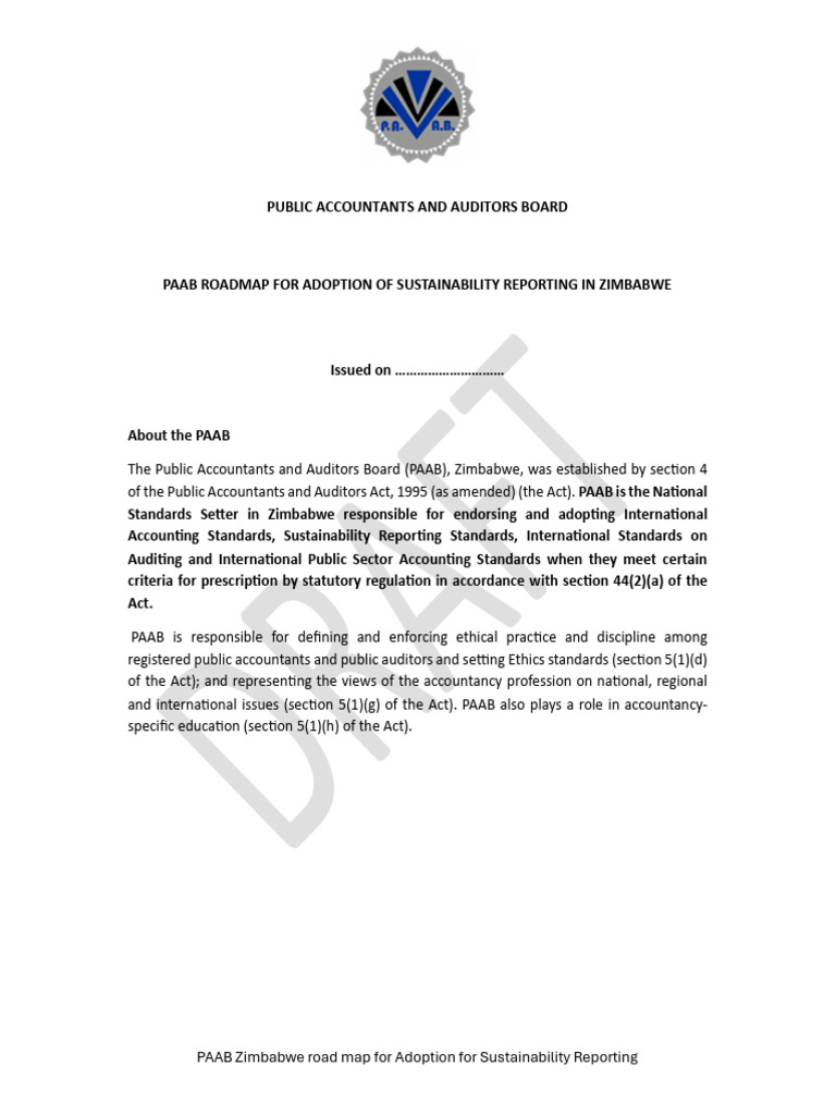 PAAB Roadmap For Adoption of Sustainability Reporting 1770813913 | PDF ...