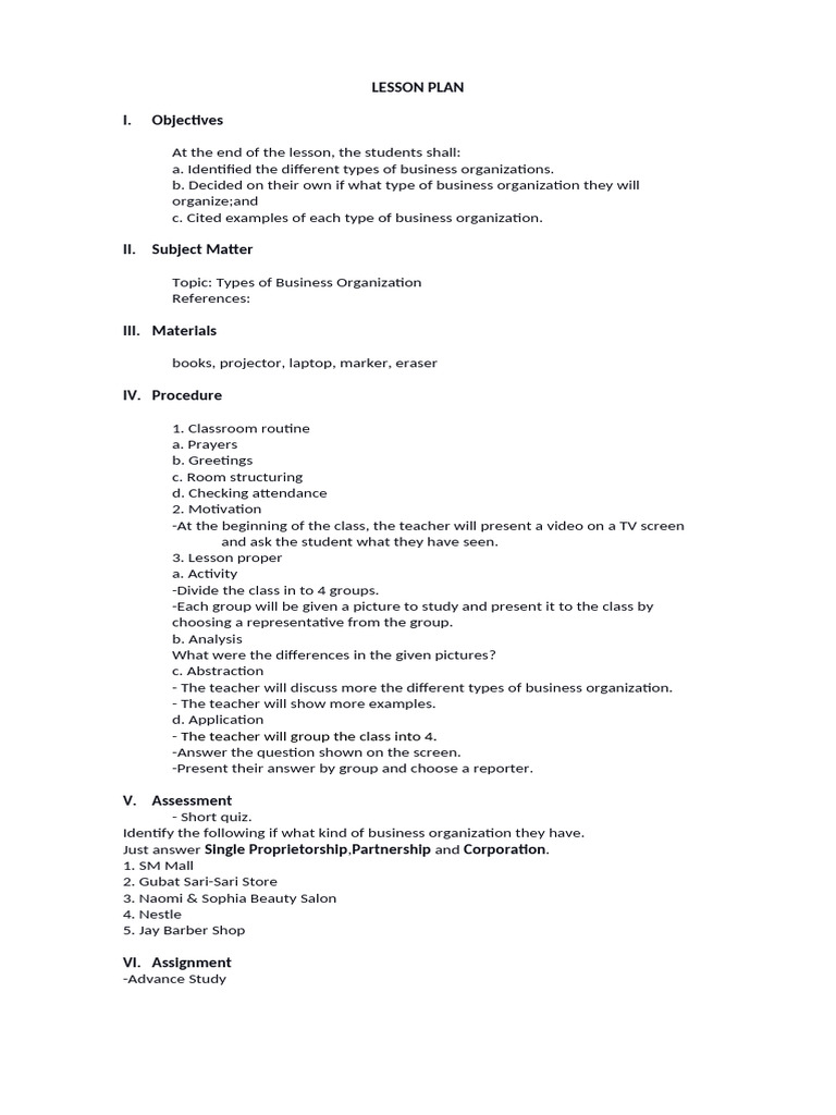 Lesson Plan Final | PDF