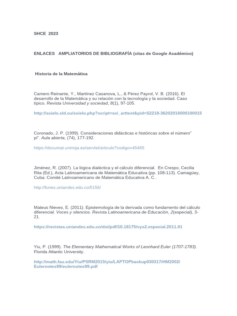 SHCE 2023 Biblio - Ampliatoria para Final | PDF | Science