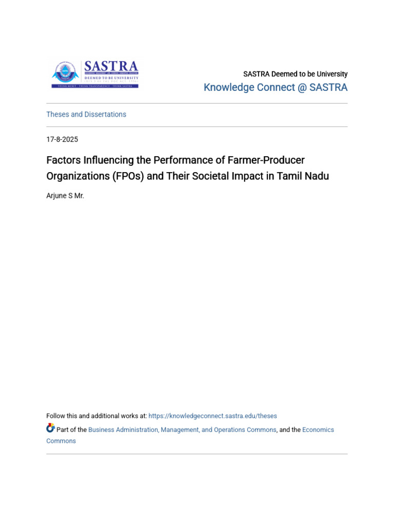 Factors Influencing The Performance of Farmer-Producer Organization ...