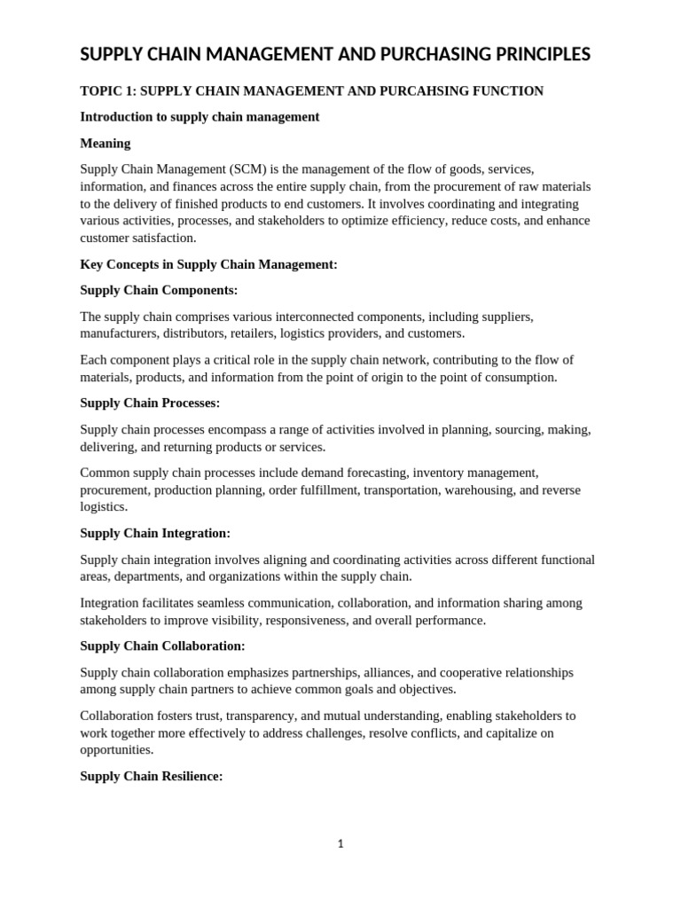 SUPPLY CHAIN MANAGEMENT AND PURCHASING PRINCIPLES - For Merge | PDF ...