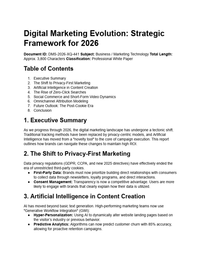 Digital Marketing Strategy 2026 | PDF | Digital Marketing | Artificial ...