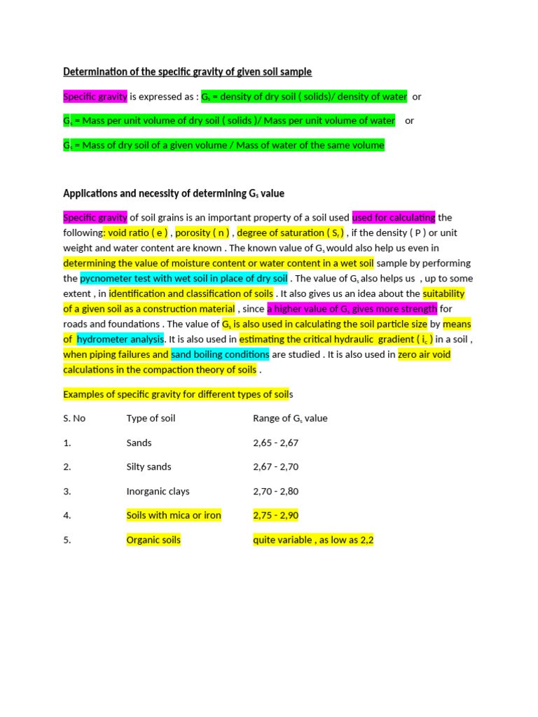 7 Determination of The Specific Gravity of Given Soil Sample | PDF ...