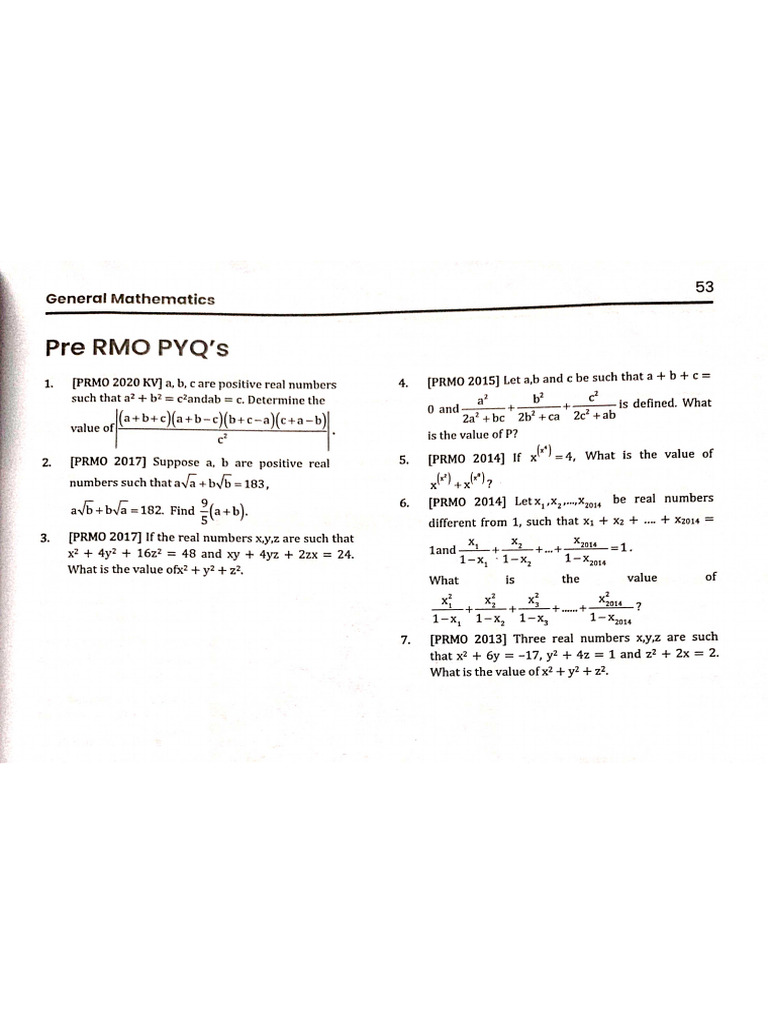 IOQM PYQ's Topic-Wise | PDF