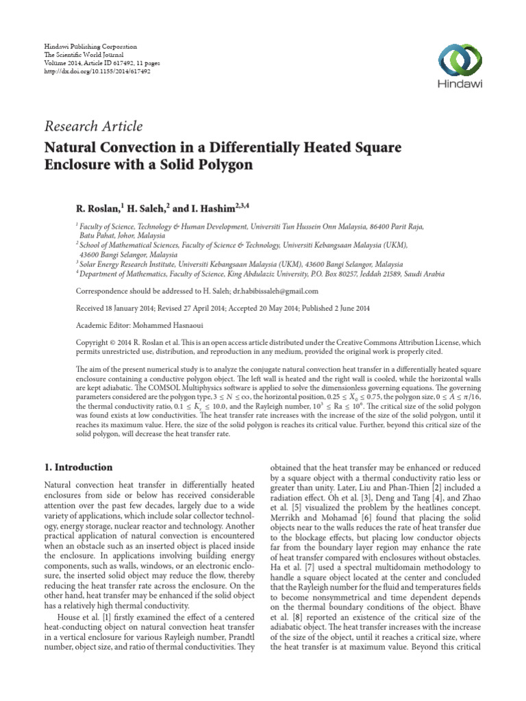 Natural Convection in a Differentially Heated Square | PDF | Heat ...