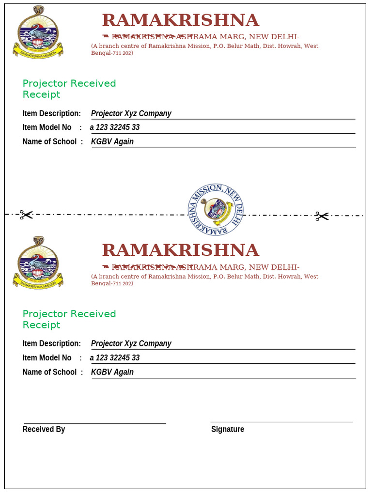 Projector Received RECEIPT | PDF