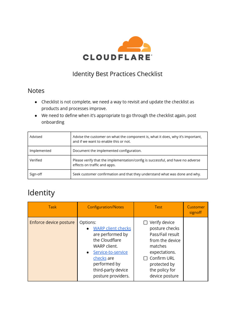 Cloudflare ZT Deployment - Identity Checklist | PDF | Public Key ...